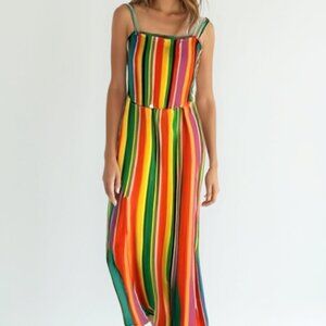 Forever 21 Rainbow Stripe Maxi Dress | Boho Festival Summer NWT